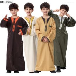 Ethnic Clothing 2024 Fashion Muslim Teenager Islam Men Summer Winter Eid Ramadan Prayer High Quality Elengance Party Boy's Robe Caftan