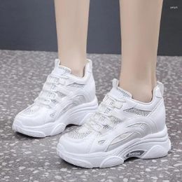 Casual Shoes Fashion Round Head Ladies Sneakers 2024 Autumn And Winter Lace Colour Matching Platform Women