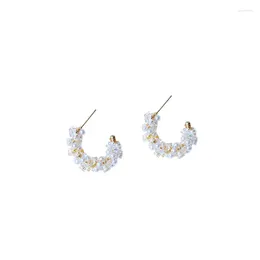 Stud Earrings 925 Silver Needle Crystal Zircon Geometric C-shaped Simple Japanese And Korean Style Sweet Romantic