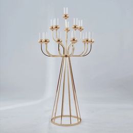 2pcs Metal Candelabra Candle Holders Stands Wedding Table Centrepieces Road Lead Christmas for Home Party Decoration