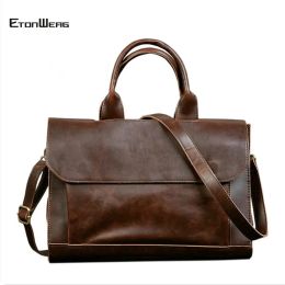 Backpack Business office Briefcase men's Handbag Brand Leather Tote male Solid Computer Laptop bag Vintage man Messenger Bag Leisure 2022