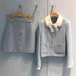 Women's Jackets Designer Brand Winter New Fashion Set Thousand Gold Style Doll Neck Thick Tweed Star Miu Coat 6UD8