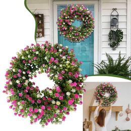 Decorative Flowers Spring Festival Summer Powder White Wreath Simulation Door Hanging Home Decoration For Front With Initial
