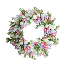 Decorative Flowers Colourful Mother's Day Wreath Spring Decorating Farmhouse Decor Wall Home Gift DIY False Flower Window Suction Cups
