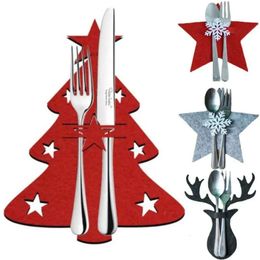 And Fork Elk Christmas Knife Holder Xmas Tree Pocket Cutlery Bag Non-Woven Fabric Cookware Organiser Table Decor