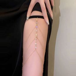 Fashionable Water drop Diamond Studded Body Chain and Ring Leg Chain for Women