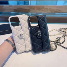 Luxury Designer iPhone Cases for Apple iPhone 12 13 14 15 Plus Pro Max Wallet Mobile Cover Women Crossbody Portable Pebbled Marriage Hot