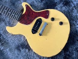 Guitar Chinese Electric Guitar Hand Made Heavy Relic Yellow Color P90 Pickups 6 Strings