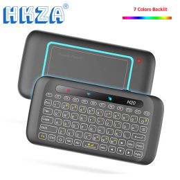 Keyboards HKZA H20 Mini 2.4Ghz Wireless Keyboard Backlight Touchpad Air Mouse IR Leaning Remote Control for Andorid Box Smart TV Windows