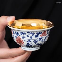 Teaware Sets |underglaze Color Pure Gold Gilded Blue And White Master Pressing Cup Special Health Tea Household Lamp
