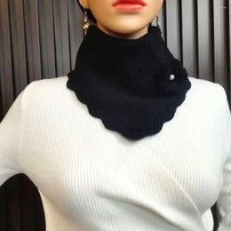 Scarves Winter Knitted Scarf Women Solid Korean Version Snap Button Snood High Neck Collars Warm Students Bufandas Muffler