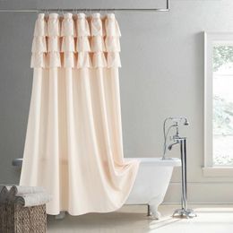 Shower Curtains Flamenca Beige Eyelet Boho Modern Ivory Polyester Waterproof Fabric Solid Cream Decoratived Farmhouse Curtain