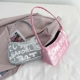 Shoulder Bags Vintage Women Letters Printing Underarm Bag Female Daily Street Shopping Ladies Casual Small Purse Handbag