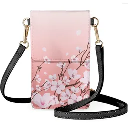 Shoulder Bags Coloranimal Cherry Painting Literary Elegant Long Leather Large-Capacity Mobile Phone Bag For Women Casual Daily Lady Style