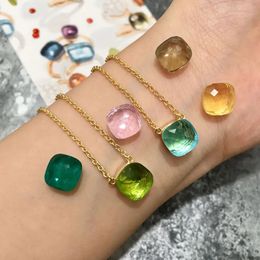 Top Quality Candy Pendant 22 Colors Colorful Crystal Black Pink Blue Green Red Water Drop Necklace For WomenDJ1090 240318