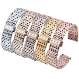 Watch Bands Luxury Metal Watchbands 2021 Stylish 20 22 Mm Men's Business Strap Silver Rose Gold Solid Stainless Steel Bracele2302