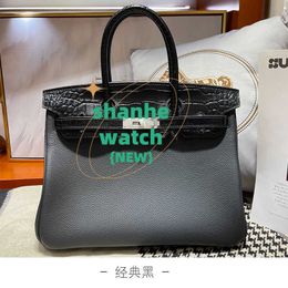Original Tote Bag leather bag Togo cowhide handmade semi with crocodile pattern handbag single shoulder crossbody womens Y0DQ