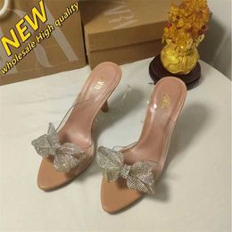 Cheap Store 90% Off Wholesale Za2024 Autumn High Heel Shoes Fish Mouth Transparent Pvc Dot Diamond Water Bow Sandals Sweet Style