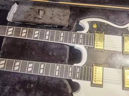 Double Neck Electric Guitar White With Case ONLY one Point defective F/S