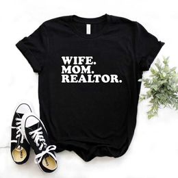 Damen-T-Shirt „Mom Wife Real Estate“, bedrucktes Damen-T-Shirt aus Baumwolle, lässiges, lustiges T-Shirt, geeignet für junge Frauen und Mädchen, erstklassiges T-Shirt Hipster FS-317 240322