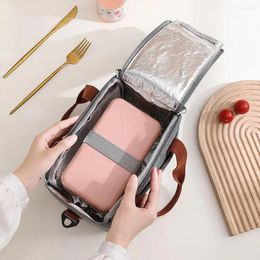 Storage Bags Aluminum Film Lunch Bag Women's Thermal Insulated Portable Tote Cooler Handbag For Office Waterproof Bento Food