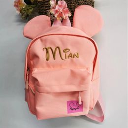 Backpack Custom Baby Traveling Bag Candy Color Personalized Kindergarten Schoolbag Embroidered Name Cartoon Cute Boys Girls