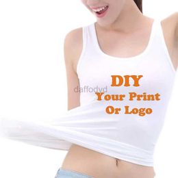 Women's T-Shirt Customise your own graphic cotton breathable slim fit vest for womens sports fitness exercise sleeveless top custom T-shirt 240322