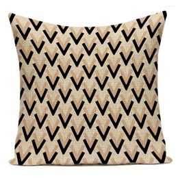 Pillow Geometric Print Cover Polyester Linen Sofa Nordic Modern Art Square Home Decoration Simple Office Living Room 2024 E2302