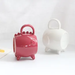 Mugs 250ml Cartoon Cute Pig Ceramic Mug Cup Home Drinking Office Breakfast Creative Irregular Red White Couple