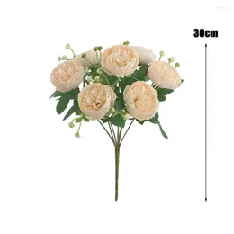Decorative Flowers 7 Head Faux Elegant Artificial Peonies Branch For Home Wedding Decor Realistic Flower Stem Reusable Floral