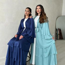 Ethnic Clothing Plain Satin Open Abaya Muslim Abayas For Women Dubai Luxury 2024 Turkey Kimono Hijab Dress Kaftan Robe Ramadan Islam