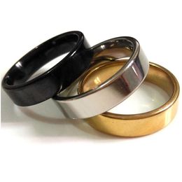 Band Rings Bk Lots 100Pcs Gold Sier Black Top Mix 6Mm Never Fade 316L Stainless Steel Lovers Gift Selling Jewellery Drop Delive Dhgarden Dhatz