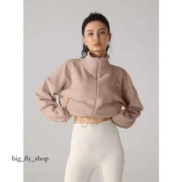 24SS Desginer Aloyoga Jacket Aloos Autumn/winter Plush Sweater Women's Stand Up Neck Loose Sports Top Thick and Warm Oli Fleece Short Coat Pink 367