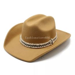 Women's Fedora Hat Men's Fedoras Cowboy Felt Hats Women Wide Brim Cap Men Jazz Top Caps Trilby 2024 Autumn Winter New Christmas Party Gift