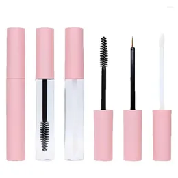 Storage Bottles 25Pcs 10ML Refillable Plastic Empty Eyeliner Brush Mascara Tubes Lipgloss Base Container Eyelash Glue Bottle Pink Black Lid