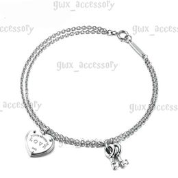 Tiffancy Bracelet Designer Classic Tiffanybracelet S925 Sterling Silver Double Plate Pendant with Drip Glue Diamond Plated Heart Bracelet Tiffanyset Fashion 623