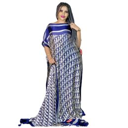 Elegant Short Sleeve Maxi Dress Ramadan Plus Size All Over Pattern Kaftan Womens Clothing 240309