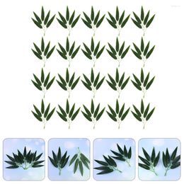 Decorative Flowers 100 Pcs Wedding Decoration Small Bamboo Leaves Home Simulated Branches Filler Artificial Plastic Office Creepers