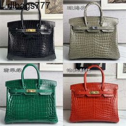 Genuine leather BK Luxurys Handbag Top High-end Crocodile Pinilo American Gulf Crocodile 25 30 35 Hand-held Tote