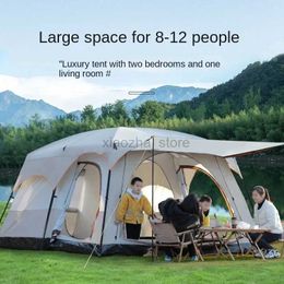 Tents and Shelters Luxury Villa Outdoor Camping Big Tent Two Rooms and One Hall Easy To Set Up Camping Equipment Family Party Travel Party Big Tent 240322