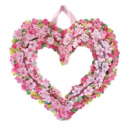 Decorative Flowers Paper Up Cherry Heart Wreath 15 Inch Floral Reuseable Faux Men's Gift Cards Organiser Happy Holidays Greeting