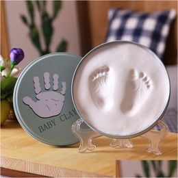 Keepsakes White Soft Environmental Clay Infant Meaningf Handprint Souvenir Gift Kids Casting Toys Round Easy Making Foot Printing Birt Otebh