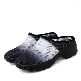 Walking Shoes Women Slip-on Mesh Upper Breathable Casual Slippers Bathroom Swimming Sandals Thick Bottom Away From The Ground