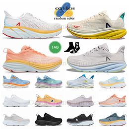 2024 New Pattern Running Shoes Bondi 8 Pale Mauve Peach Whip Clifton 8 9 Evening Primrose Mens Womens Sneakers Walking Trainers Platfrom Big Size US 12 13 EUR 46 47