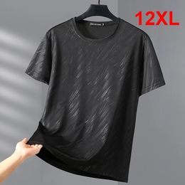 12XL 10XL Plus Size Tshirt Men Summer Cool Short Sleeve T Shirts Big Tops Tees Male Casual Stretch 240313