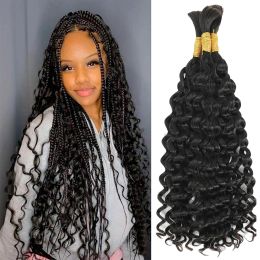 Wigs Brazilian Deep Wave Bulk Human Hair For Braiding Curly No Weft Bulk Hair Bundles 90g Bulk Hair Bundles Wholesale For Boho Braids