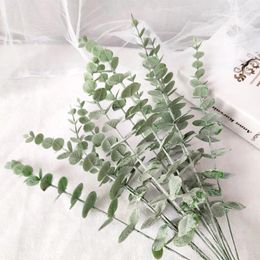 Decorative Flowers 10Pcs Plastic Eucalyptus Leaves Artificial Plants Flower Material Home Leaf Decor Wedding Wall Simulation Green