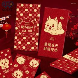 Gift Wrap 6Pcs Cartoon Creative 2024 Year Of The Dragon Red Packets HongBao Chinese Envelopes Blessing