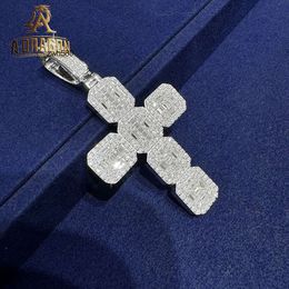 Designer Jewellery S925 VVS Moissanite Fashion Design 14K Gold Cross Baguette Cut High Quality Diamond Hip Hop Fancy Pendant For Men Women