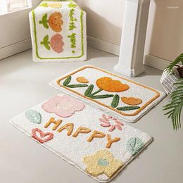 Carpets Nordic Flower Cartoon Carpet For Bedroom Non-slip Bedside Area Rug Cute Soft Floor Mat Living Room Table Decor